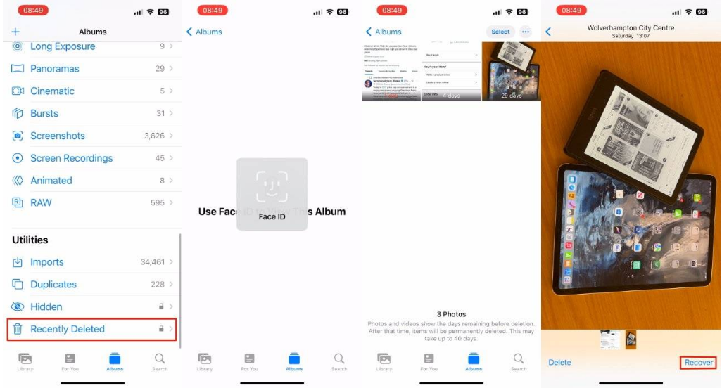 武定苹果14维修分享 iPhone14 上恢复已删除的照片 