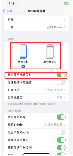 武定苹果手机维修分享Safari浏览器如何切换标签栏位置 