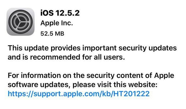 武定苹果手机维修分享iOS12.5.2发布，建议所有老苹果用户安装 